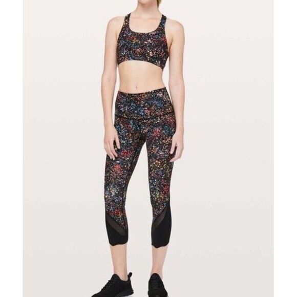 lululemon athletica Pants - Lululemon Wunder Under Crop Leggings Size 12 Flowerescent Floral Print